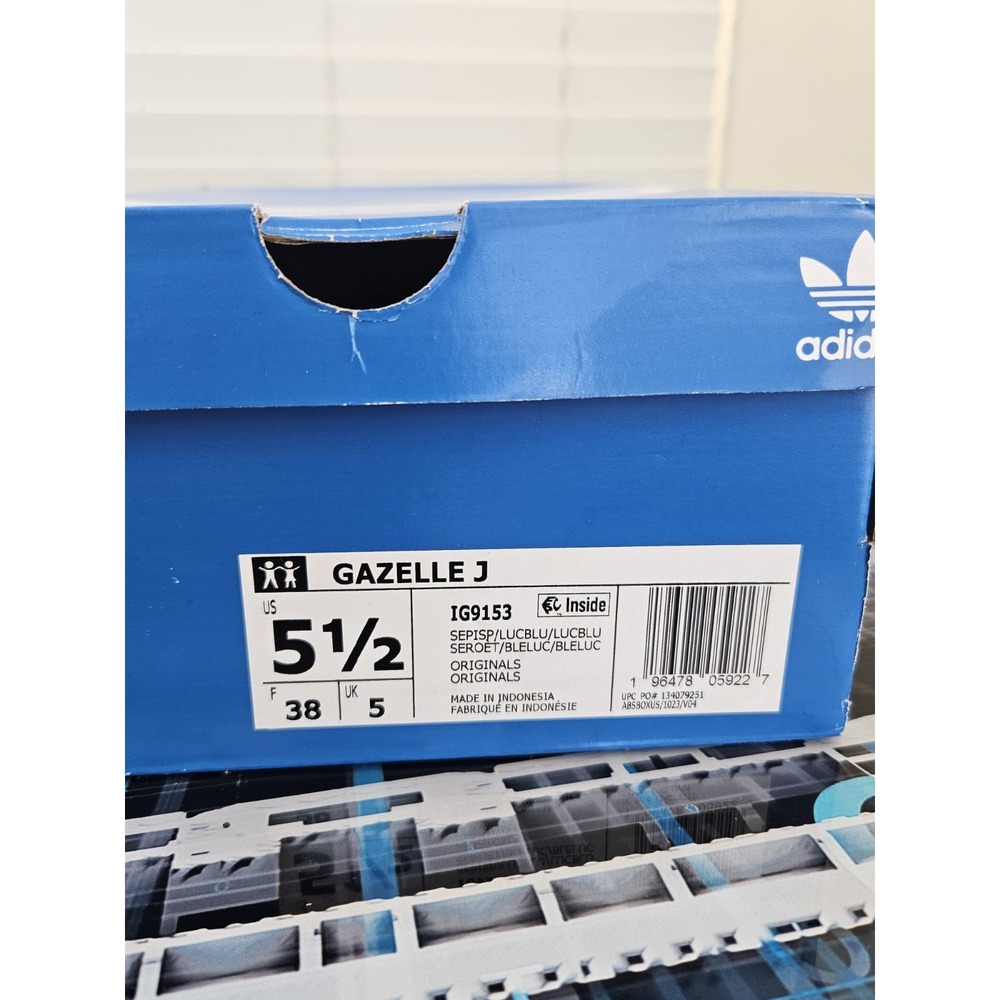 Adidas Gazelle J 'Semi Pink Spark Lucid Blue' kids' Size 5.5 IG9153 - Picture 10 of 10